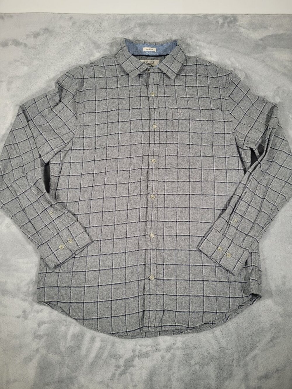 Original Penguin Munsingwear Men Size L Flannel Long Sleeve Button-up Shirt Gray